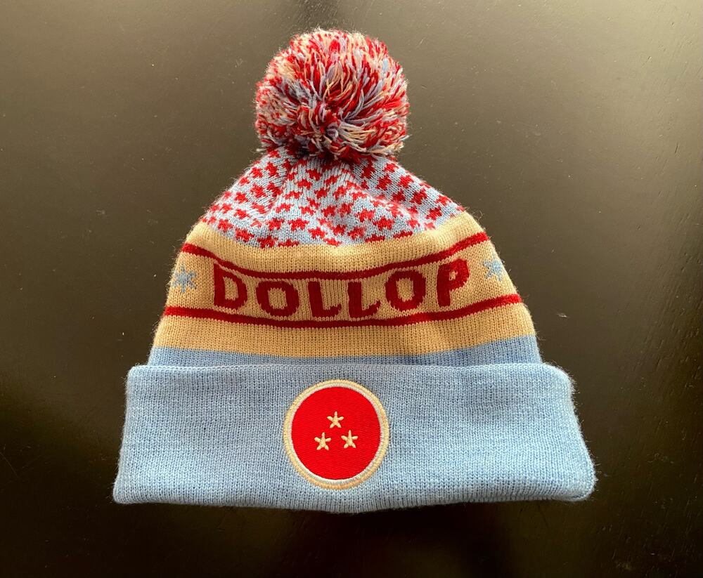 DOLLOP Chicago Blue/Cream/Red Knit Pom Pom Hat sz OS